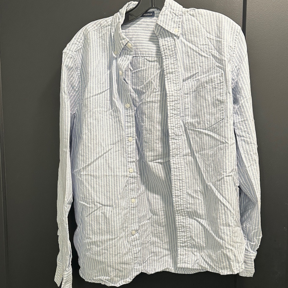 Brandy Melville Light Blue Striped Casual Shirt